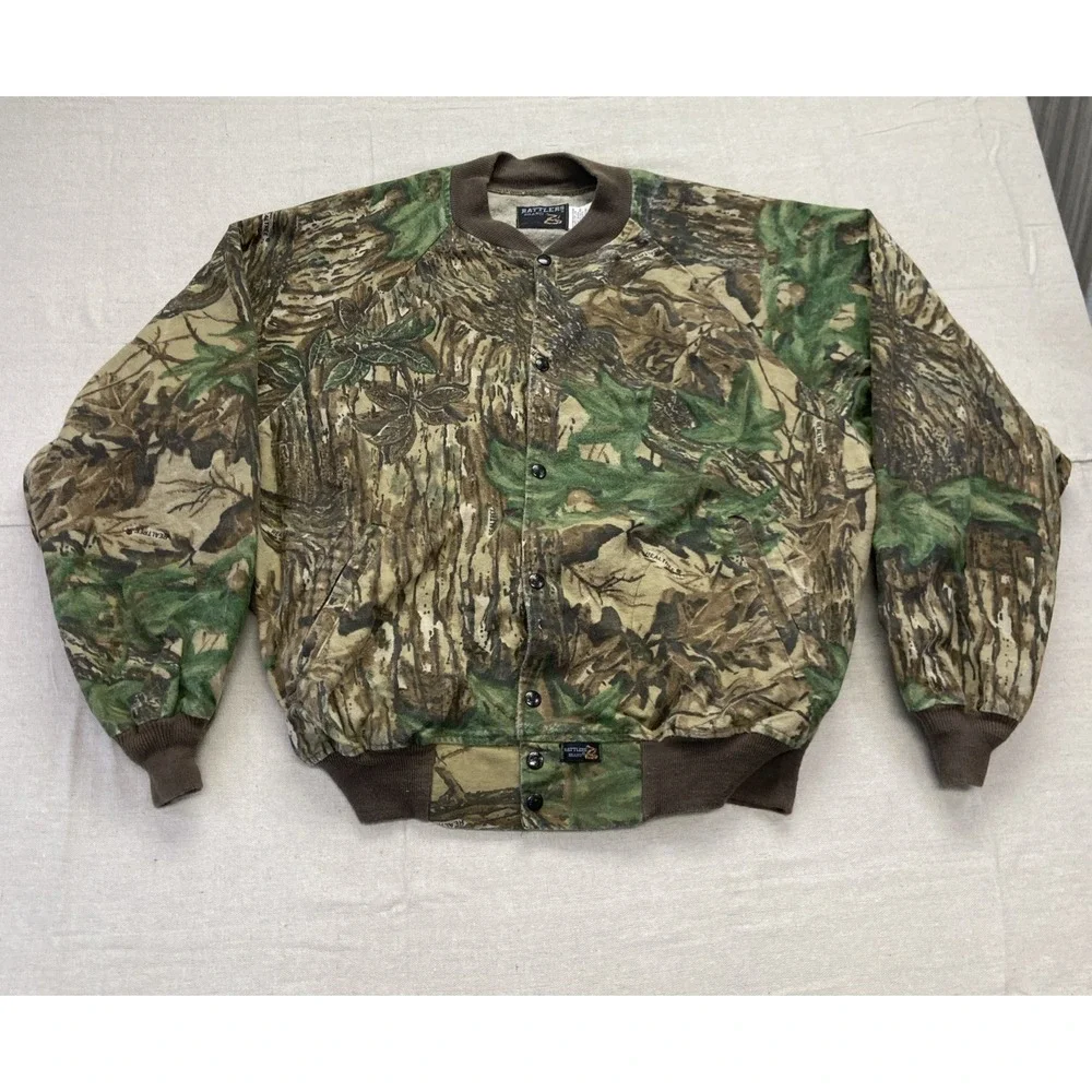 Vintage Rattlers Brand Jacket Mens XXL Realtree Camo Bomber 90s Hunting Outdoors